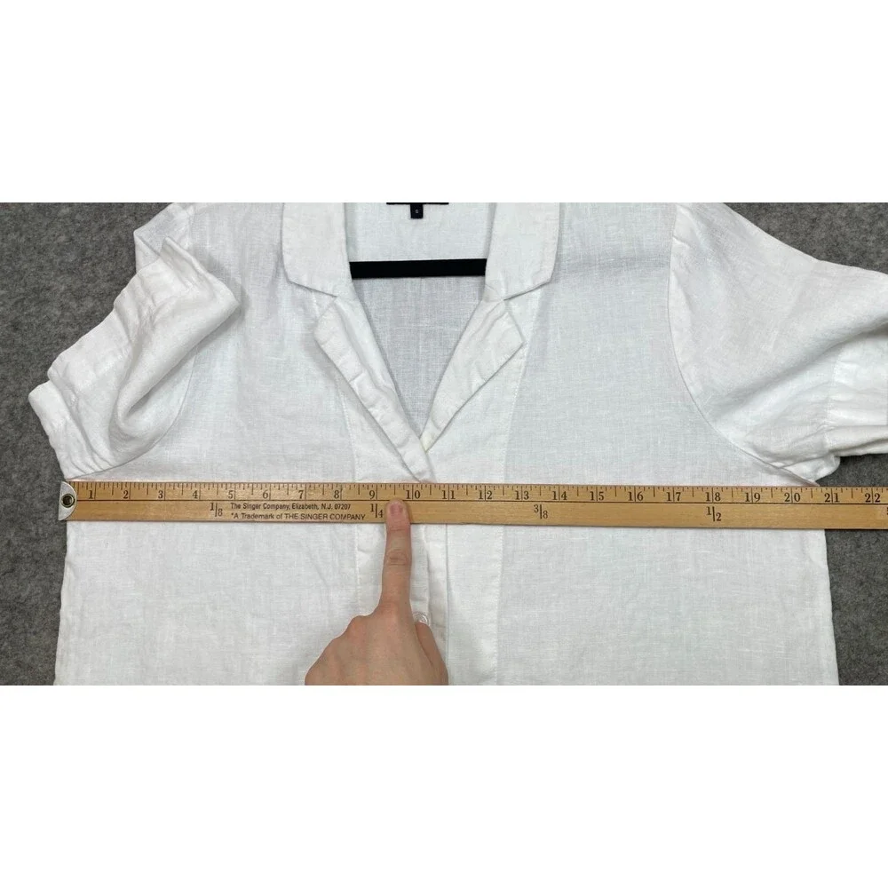 Quince 100% European Linen Short Sleeve Shirt Womens S White Button Front Top